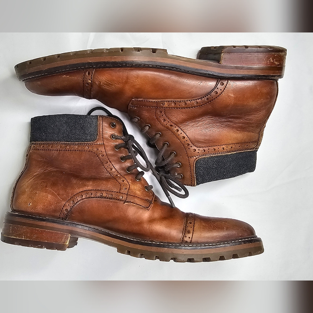 Warfield & Grand Potrero Mens Cap Toe Brogue Leather Lace-Up Ankle Boots Size 10 - Picture 3 of 12